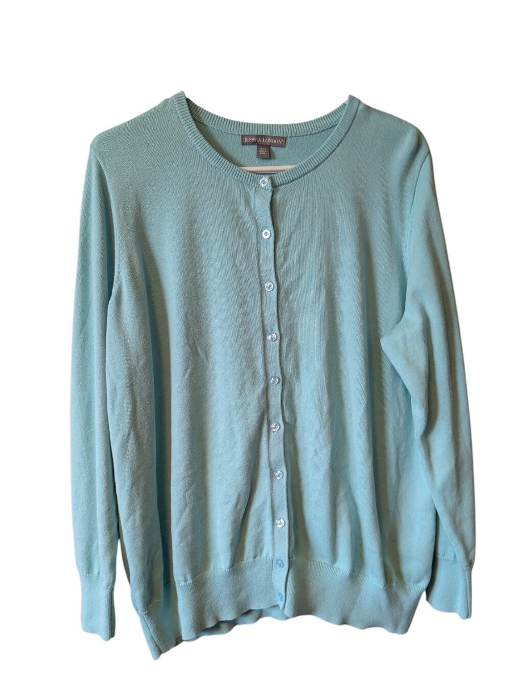 Jessica Howard Light Mint-Blue Crewneck Button Cardigan Sz. 18/20